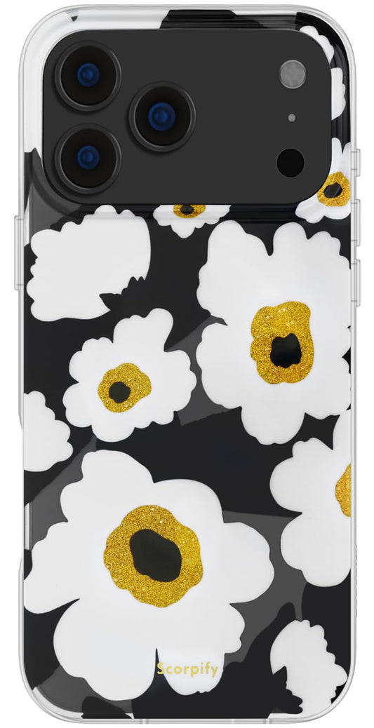 SCORPIFY for iPhone 17 Pro Max Case [Compatible with MagSafe] with Black Corn Poppy Floral Design, Cute Clear Flower Magnetic Ph