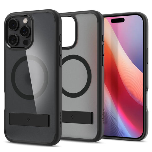 Spigen Ultra Hybrid S MagFit Designed for iPhone 16 Pro Case [Kickstand] [Anti Yellowing], Compatible with MagSafe - Frost Black