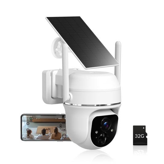Vicohome 2K Solar Wireless WiFi Security Cameras Outdoor, 355 PTZ, Solar & Battery Powered, PIR Motion Detection, 3MP Full-Color