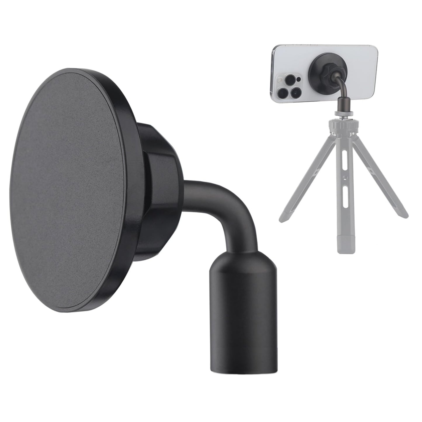Rigdance Magnetic Phone Tripod Mount Adapter for Magsafe with 1/4-20 Hole [Metal Foot], Compatible with iPhone 16 15 14 13 12 Al