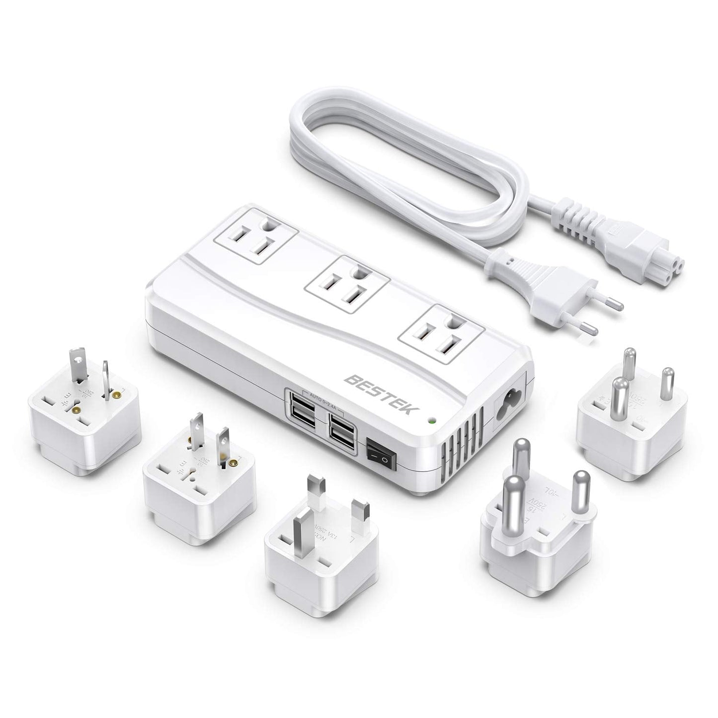 BESTEK 220v to 110v Voltage Converter, US to Europe Converter for Hair Straightener/Curling Iron, Power Converter for European T