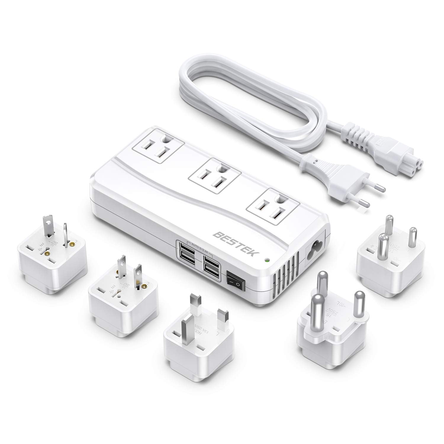 BESTEK 220v to 110v Voltage Converter, US to Europe Converter for Hair Straightener/Curling Iron, Power Converter for European T