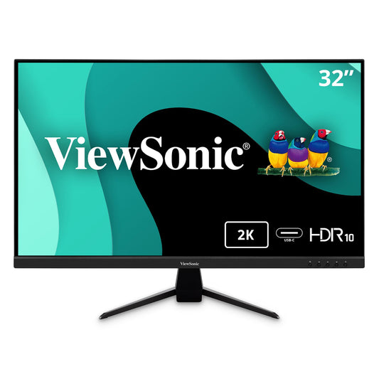 ViewSonic VX3267U-2K 32 Inch 1440p IPS Monitor with 65W USB C, HDR10 Content Support, Ultra-Thin Bezels, Eye Care, HDMI, and DP