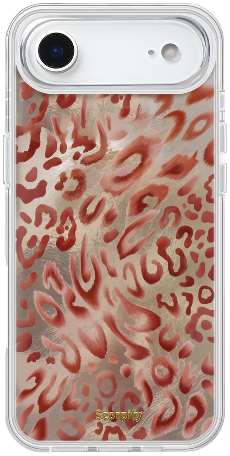 SCORPIFY for iPhone 17 Air Case [Compatible with MagSafe] with Copper Mirage Leopard Print and Liquid Silver Texture, Cute Magne