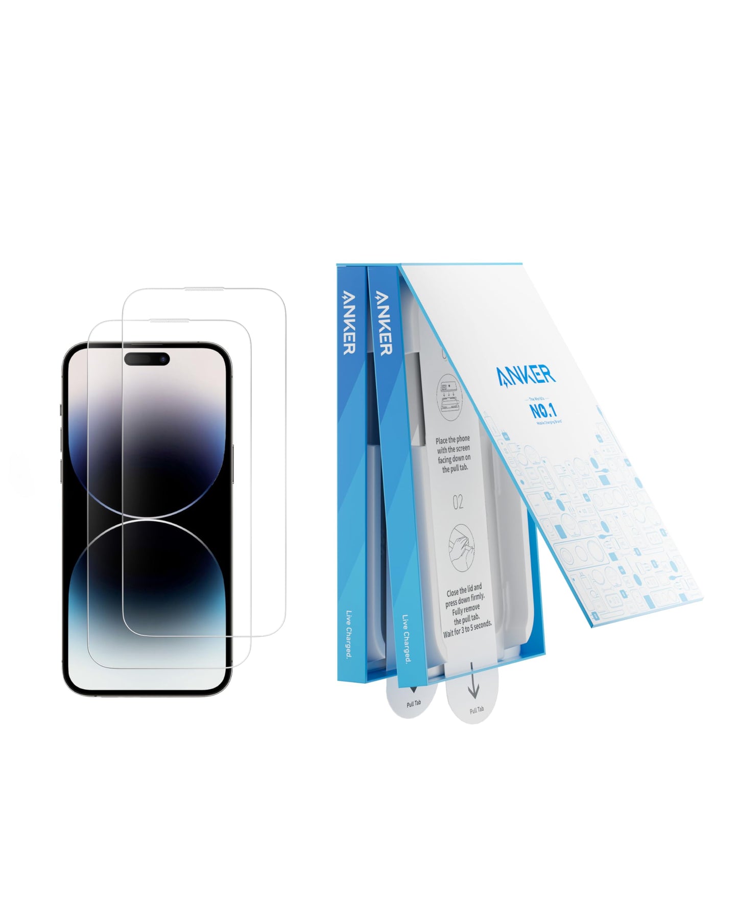 Anker Screen Protector for iPhone14 Pro Max, Bubble-and-Dust-Free iPhone HD Tempered Glass, Durable and Drop-Proof with 9H Hardn