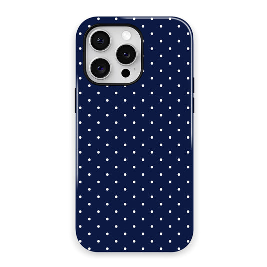 Zilkaifly Trendy Cute Hybrid 2 Layer Navy Blue Polka Dot Phone Case for iPhone 16e,Navy