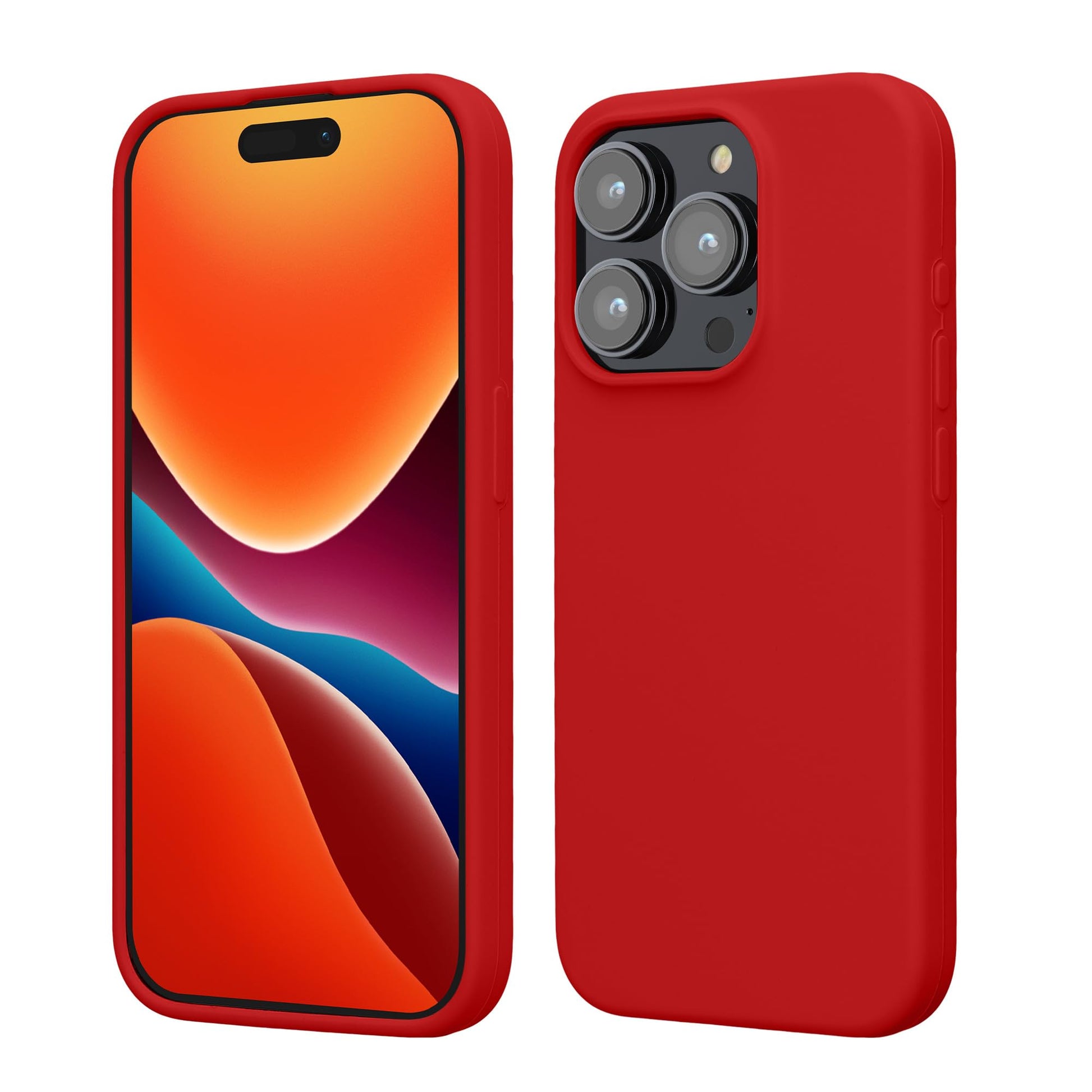 kwmobile Case Compatible with iPhone 15 Pro Case - Slim Soft TPU Silicone Cover - Classic Red