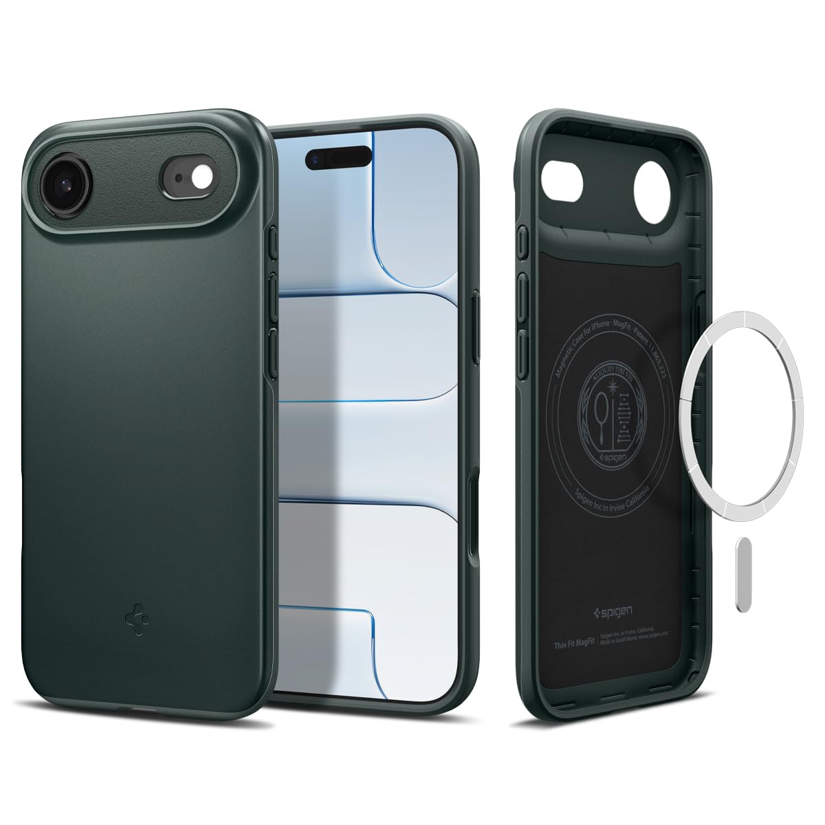 Spigen for iPhone Air Case, Thin Fit MagFit [TPU Covered Camera Control] [Compatible with MagSafe] - Abyss Green