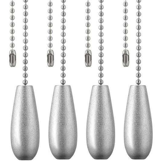 Akahttbn Ceiling Fan Chain Pulls Decorative Extension 12 Inches Silver Color Wooden Pull Chain Fan Pulls Set Ornaments for Ceili