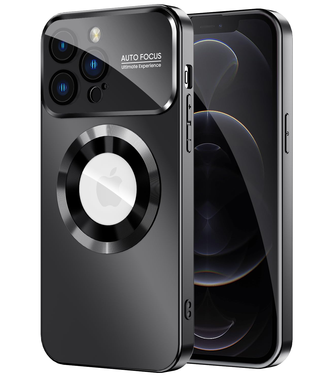 MAKAVO Magnetic for iPhone 12 Pro Max Case, Compatible with MagSafe, Built-in Camera Lens Protector, Logo View, Military Grade D