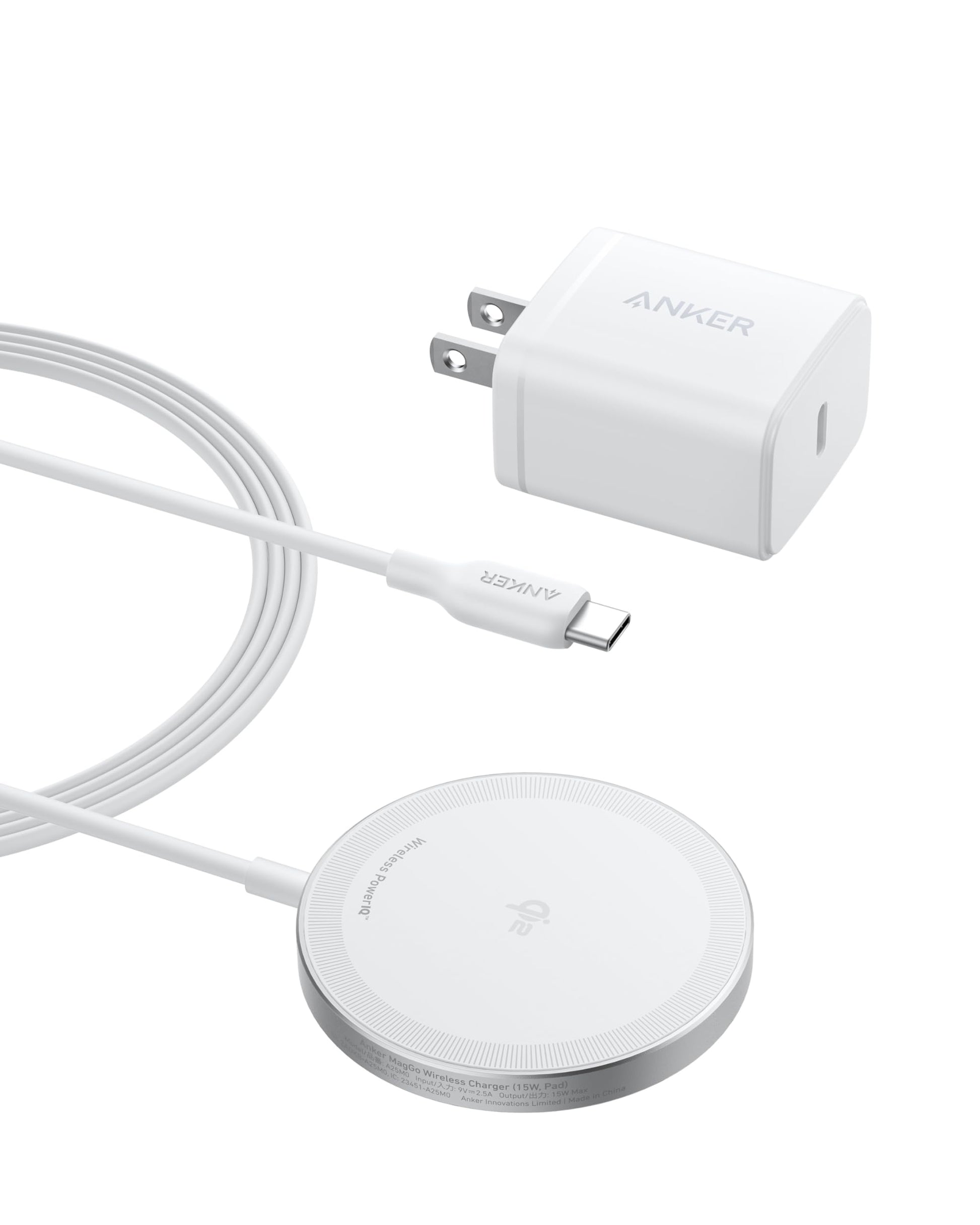 Anker MagSafe Charger Pad Compatible, MagGo iPhone 16 Wireless Charging Pad, Qi2 Certified 15W Wireless Charger for iPhone 16/16