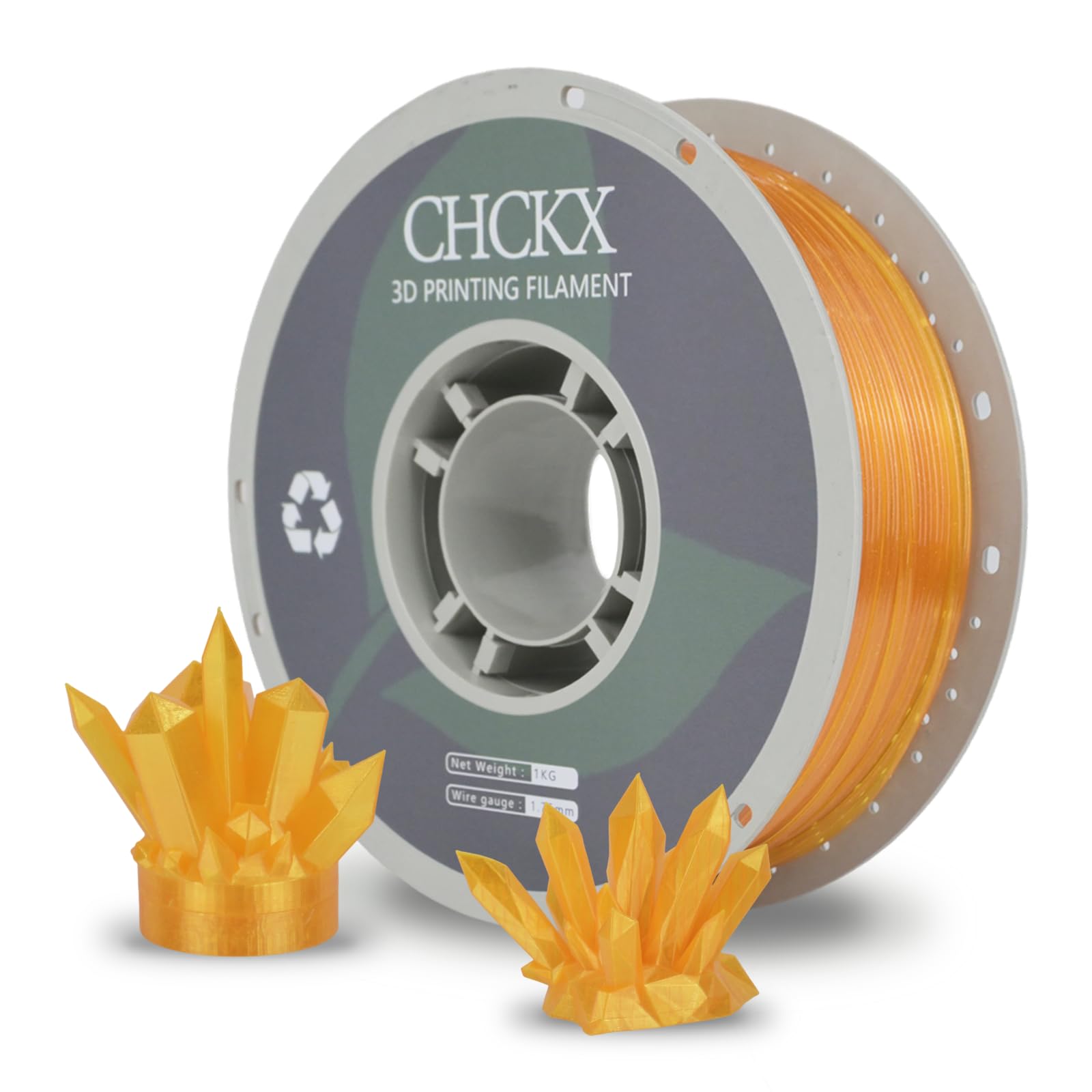 CHCKX PETG 3D Printer Filament, Dimensional Accuracy +/- 0.03 mm, 1kg Spool(2.2lbs), 1.75 mm Fit for Most 3D Printers,Flash Oran