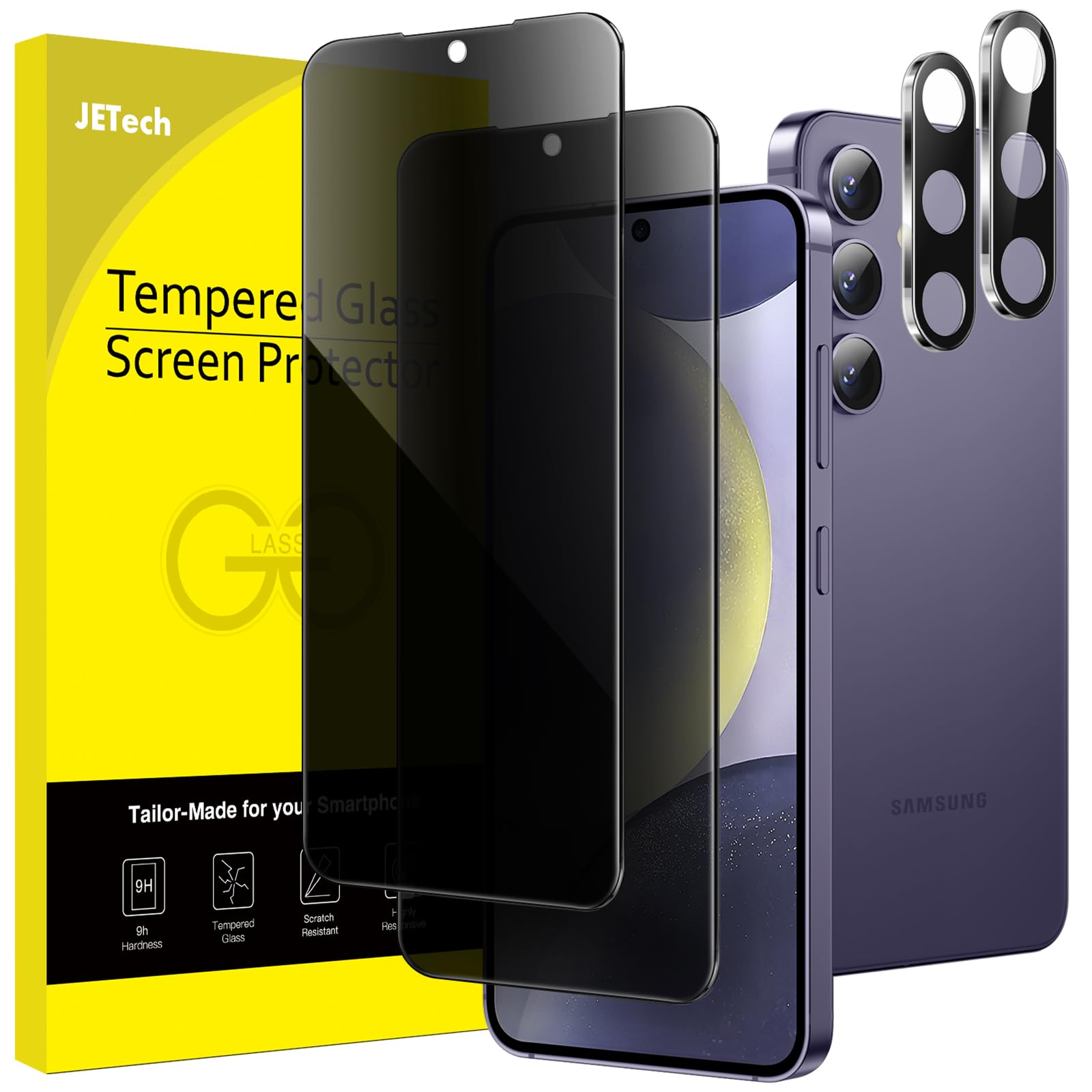 JETech Privacy Screen Protector for Samsung Galaxy S24+ / S24 Plus 5G 6.7-Inch with Camera Lens Protector, Anti-Spy Tempered Gla