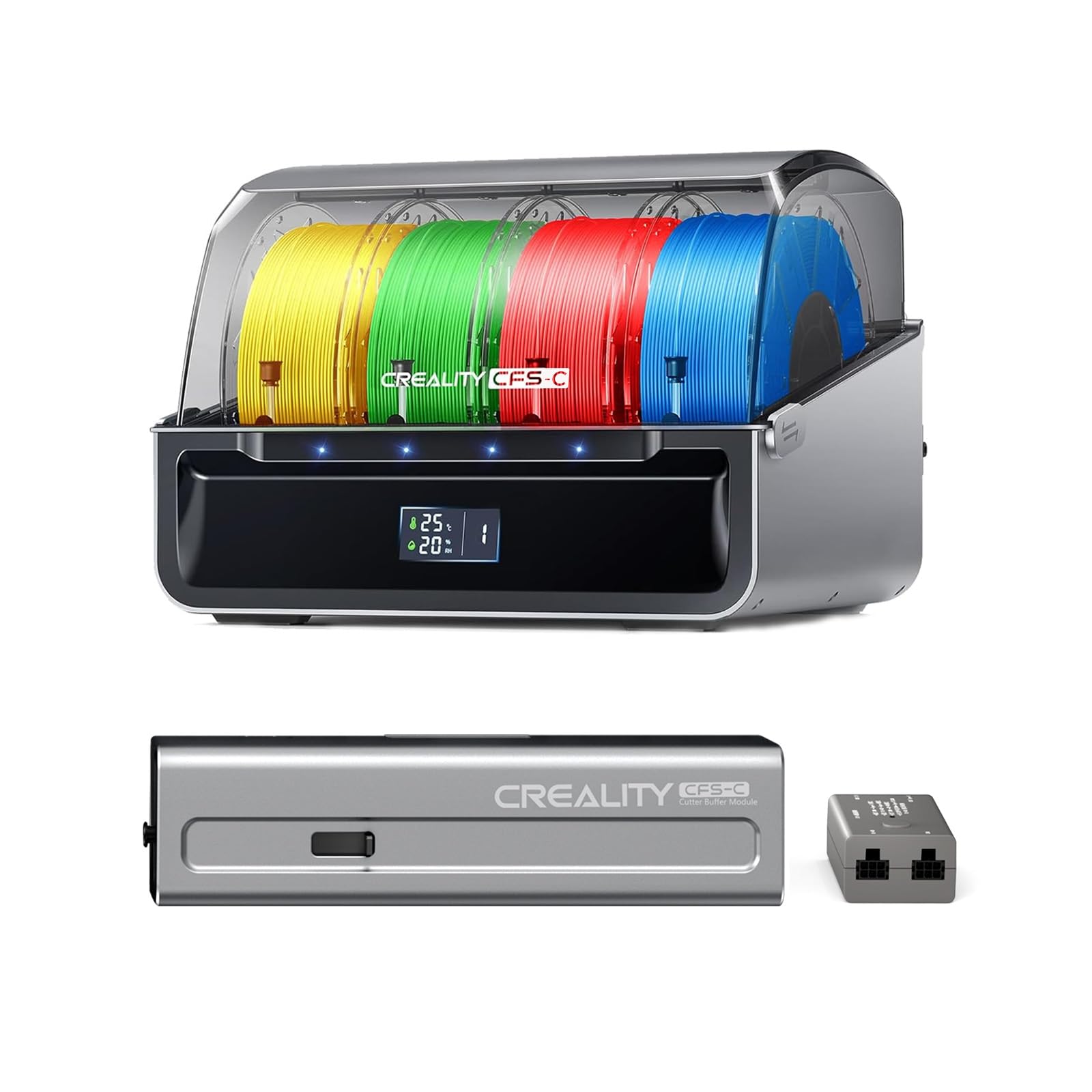 Official Creality CFS-C, Multicolor 3D Printer Filament System, 2026 New Version External Cutter & Buffer, Filament Run-Out/Tang