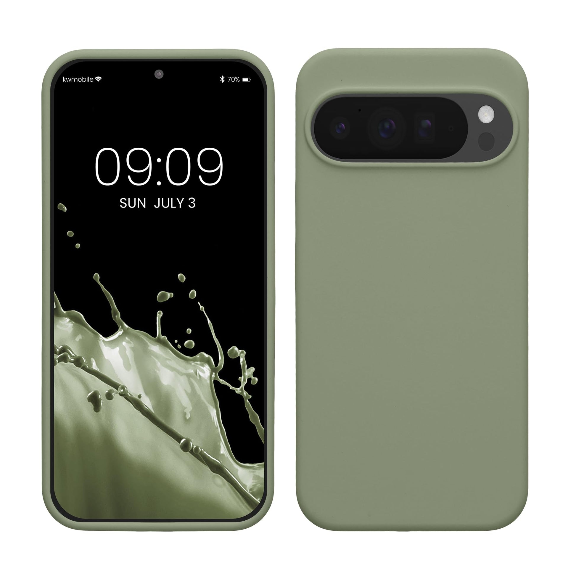 kwmobile Case Compatible with Google Pixel 10 Pro XL Case - TPU Silicone Phone Cover with Soft Finish - Gray Green