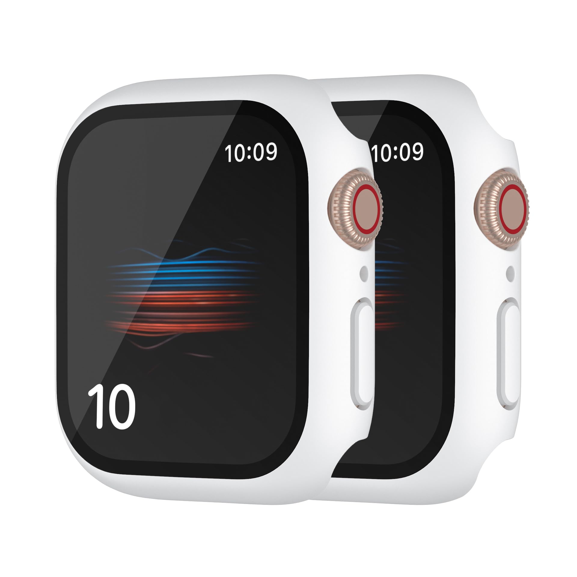 HANKN 2 Pack Hard PC Case for Apple Watch Series 6 5 4 SE 44mm Tempered Glass Screen Protector Case, Full Coverage Thin Shockpro