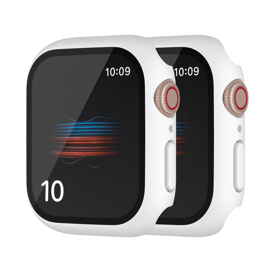 HANKN 2 Pack Hard PC Case for Apple Watch Series 6 5 4 SE 44mm Tempered Glass Screen Protector Case, Full Coverage Thin Shockpro
