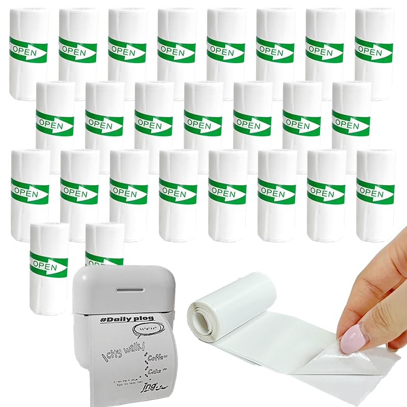 EUDORALIFE 25PCS Mini Printer Paper, Mini Thermal Printer Paper, Thermal Sticker Paper, Mini Thermal Printer Sticker Paper, Ldea