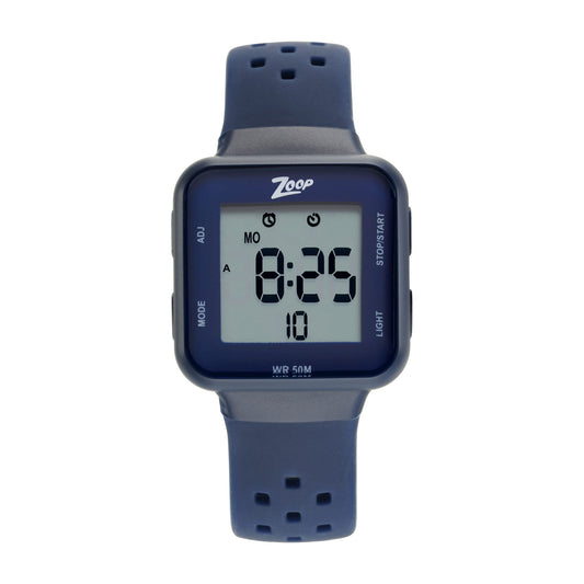 Zoop Unisex Kids Silicone Digital Watch With Silver Dial (Unassigned, Unassigned), Blue Ceramic, Strap, Blue Ceramic, Strap
