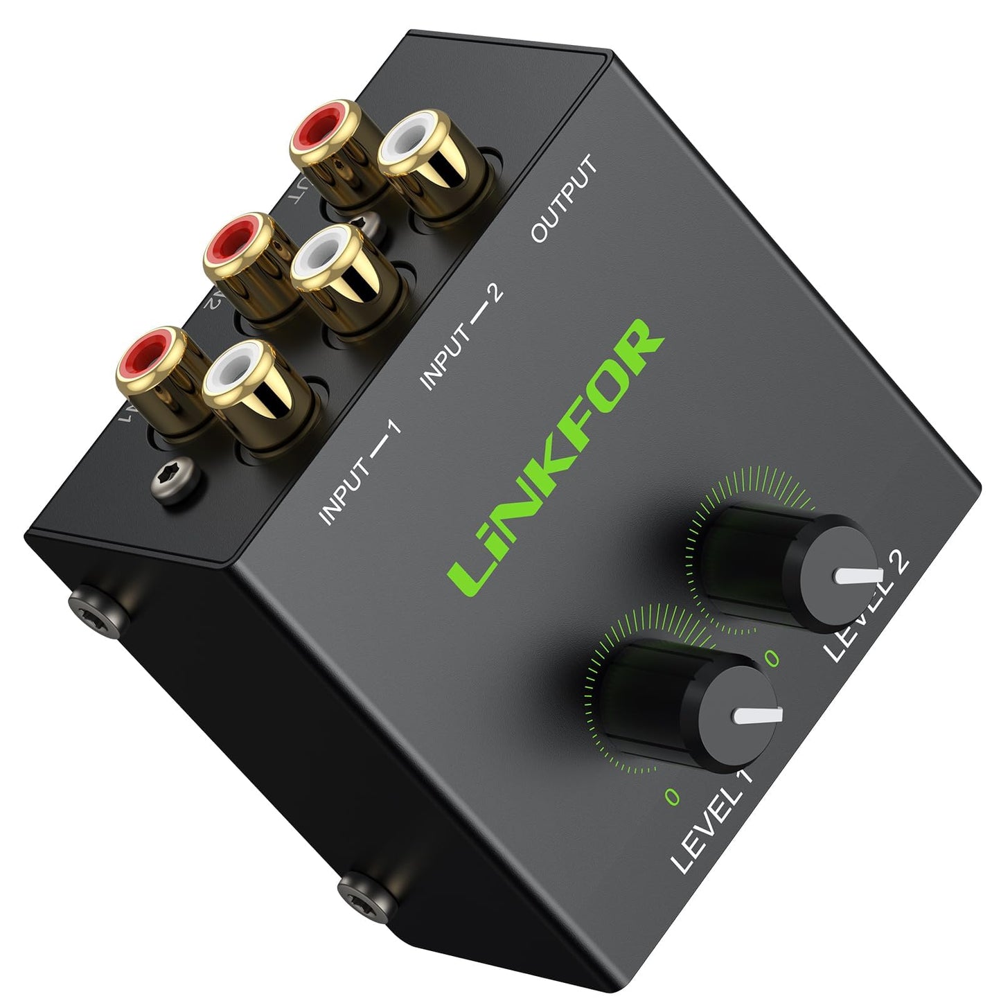LiNKFOR Stereo Audio 2 Channel Mixer Mini Stereo Mixer,RCA Stereo Audio Mixer, Dual-Channel Audio Mixing for Computer, Gaming co