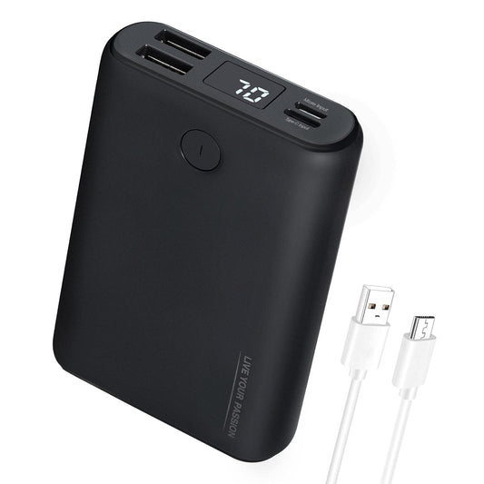 TIDEWE 10000mAh Power Bank - Rechargeable Battery Pack for Heated Vests, Jackets, Pants, USB-C, Dual Output, Black, Model JP-199
