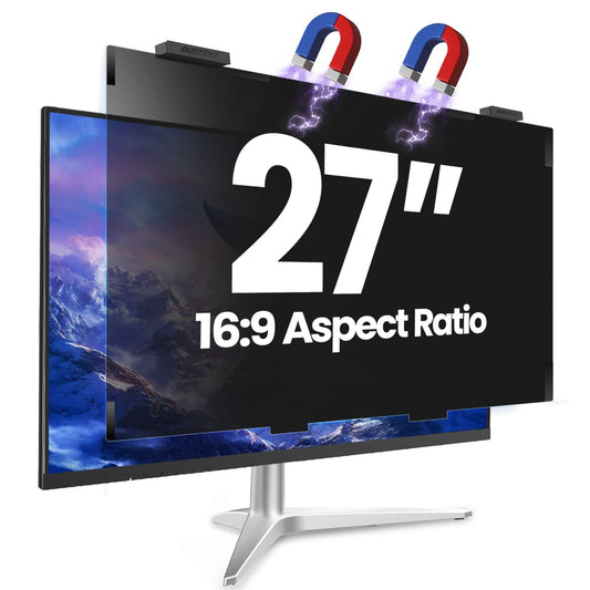 GUDTEKE Magnetic 27 Inch Privacy Screen for Computer Monitor 16:9 Aspect Ratio, Hanging Removable Anti-Blue/Glare Protector Film
