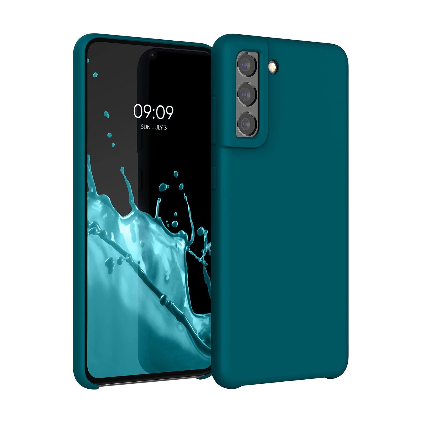kwmobile Case Compatible with Samsung Galaxy S21 FE Case - TPU Silicone Phone Cover with Soft Finish - Teal Matte