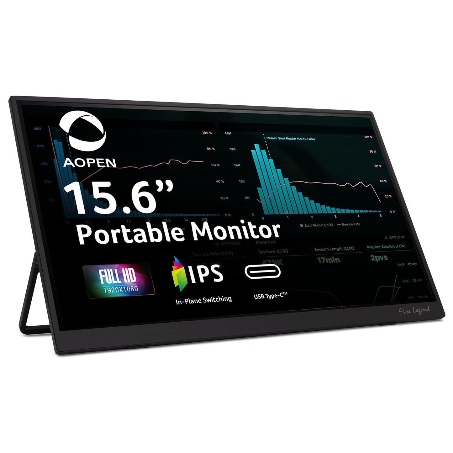 acer AOPEN 16PM1Q 15.6 Full HD Portable Monitor | 1920x1080 | IPS | 60Hz | 6ms | USB-C & HDMI | Ultra-Slim Design