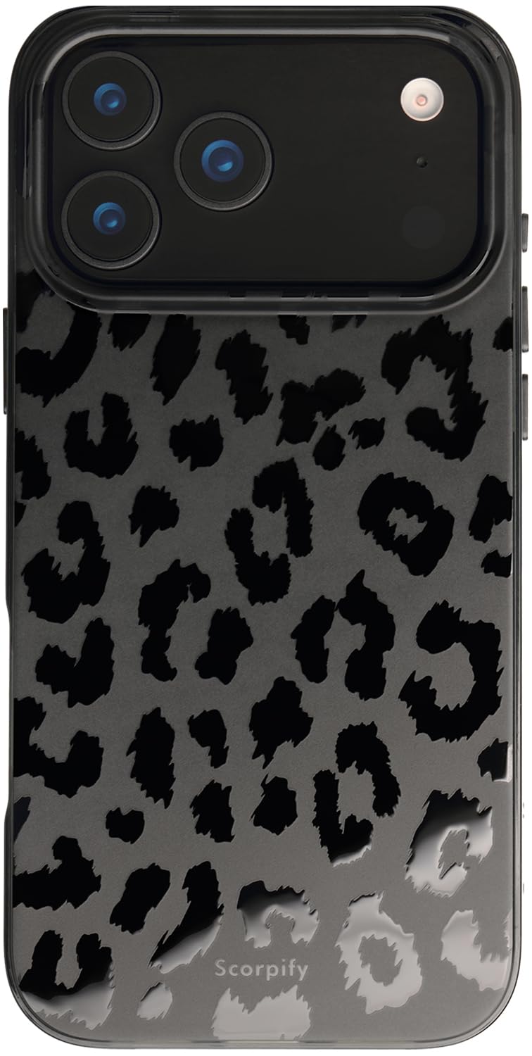 SCORPIFY for iPhone 17 Pro Max Case [Compatible with MagSafe] with Matte Black Leopard Cheetah Print Design, Cute Magnetic Phone