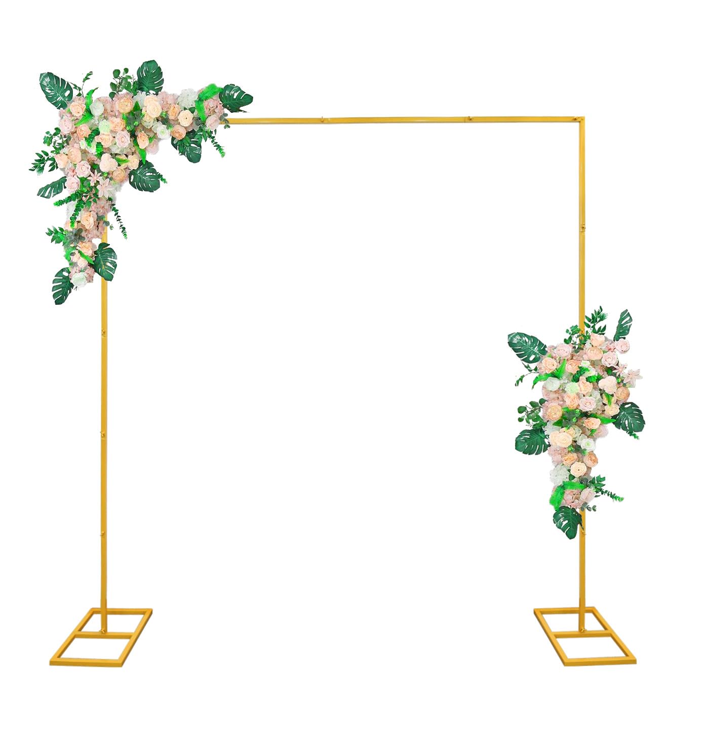 IKULE 8.2FT Gold Metal Wedding Arches for Ceremony Square Balloon Arch Stand Rectangular Backdrop Stand for Anniversary Birthday