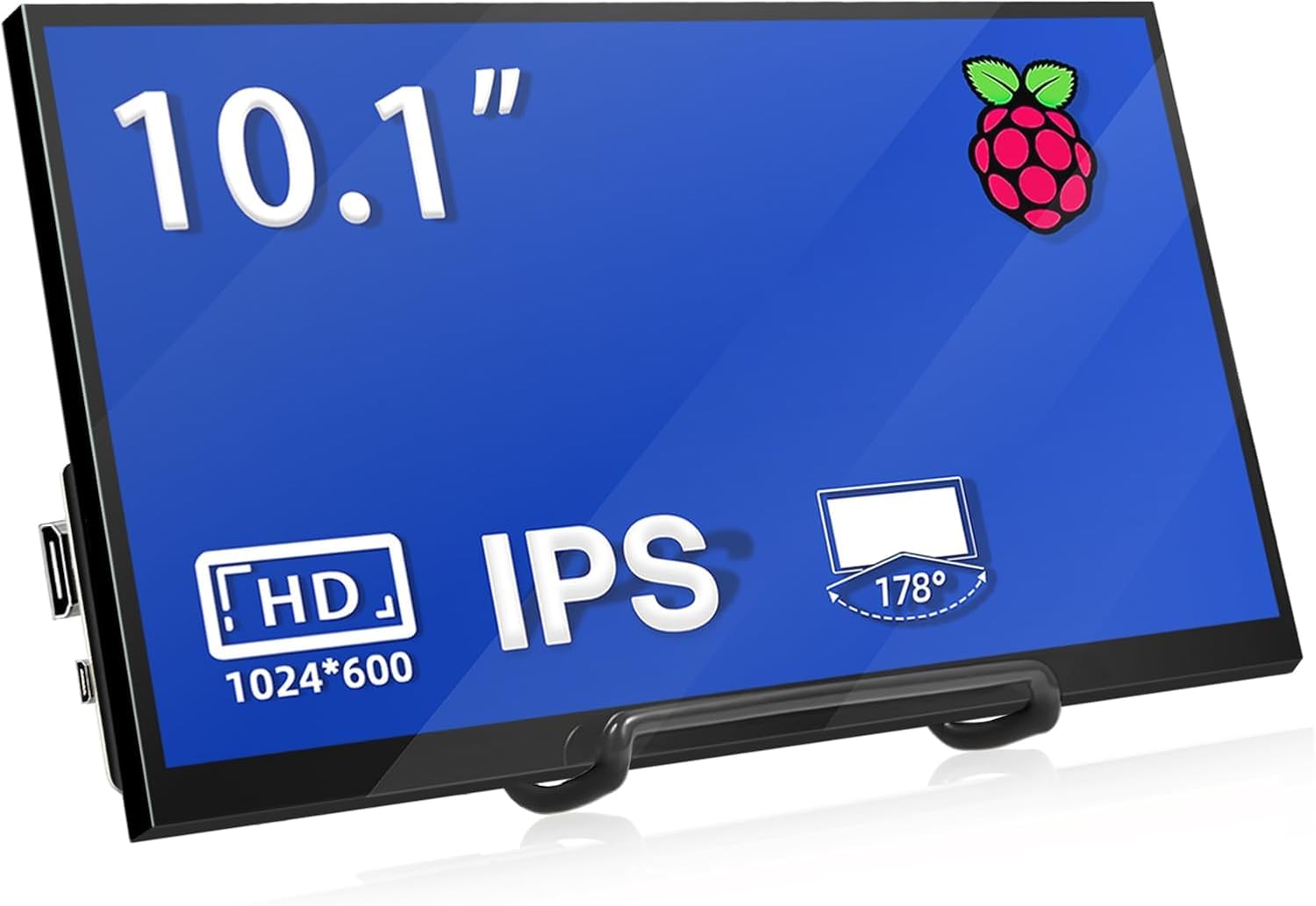 HMTECH 10.1 Inch Raspberry Pi Screen HDMI Monitor 1024x600 LCD Display 16:9 IPS Screen for Raspberry Pi 5/4/3/2/B/B+ Win11/10/8/