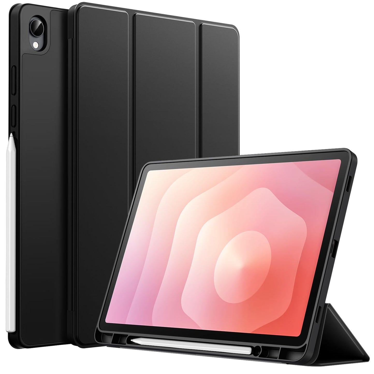 JETech Case for Samsung Galaxy Tab S11 with S Pen Holder, Soft TPU Tri-Fold Stand Protective Tablet Cover, Auto Wake/Sleep (Blac