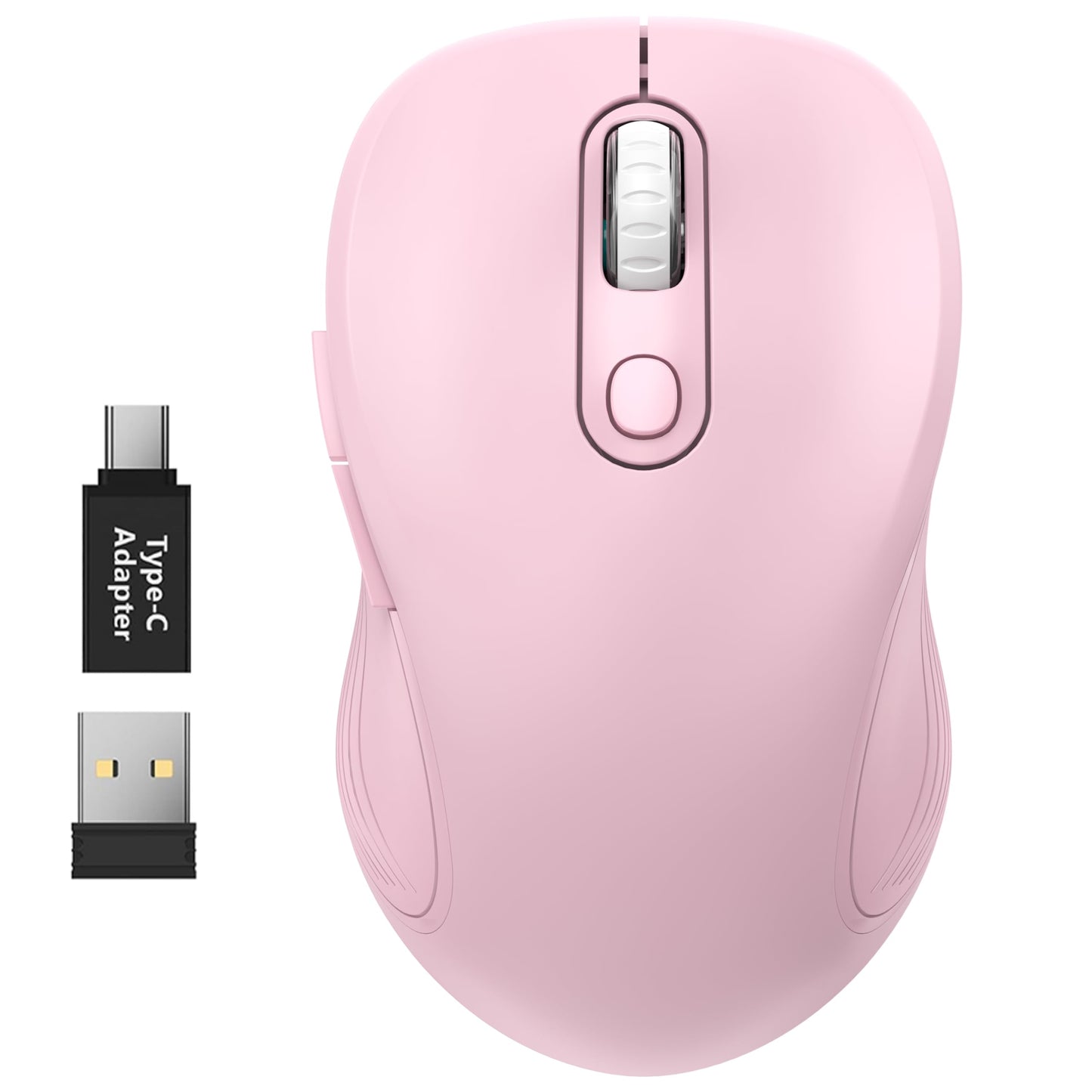 WisFox 2.4G Wireless Mouse for Laptop, Ergonomic Computer Mouse with USB Receiver and Type-C Adapter, 3 Adjustable Levels DPI, 6