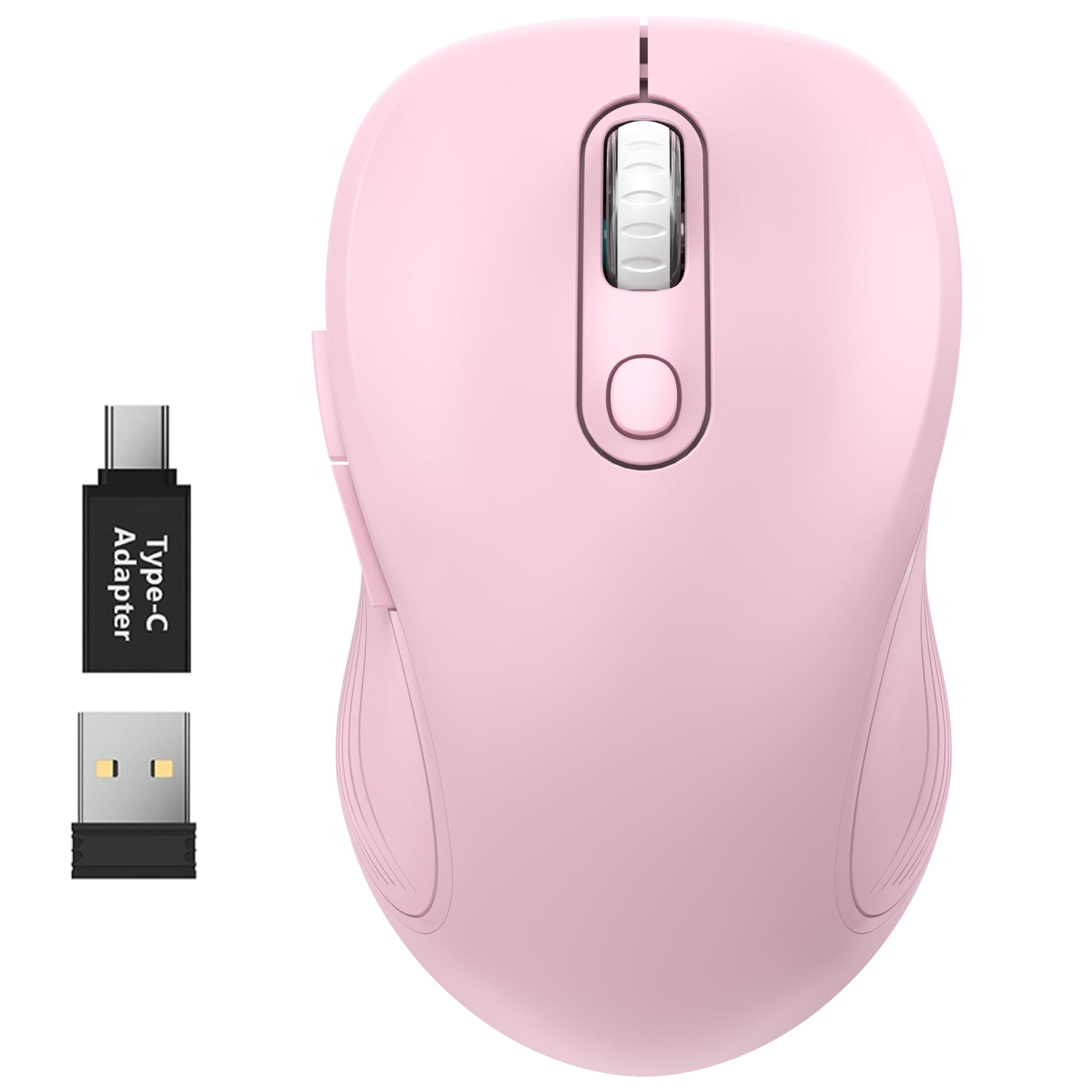 WisFox 2.4G Wireless Mouse for Laptop, Ergonomic Computer Mouse with USB Receiver and Type-C Adapter, 3 Adjustable Levels DPI, 6
