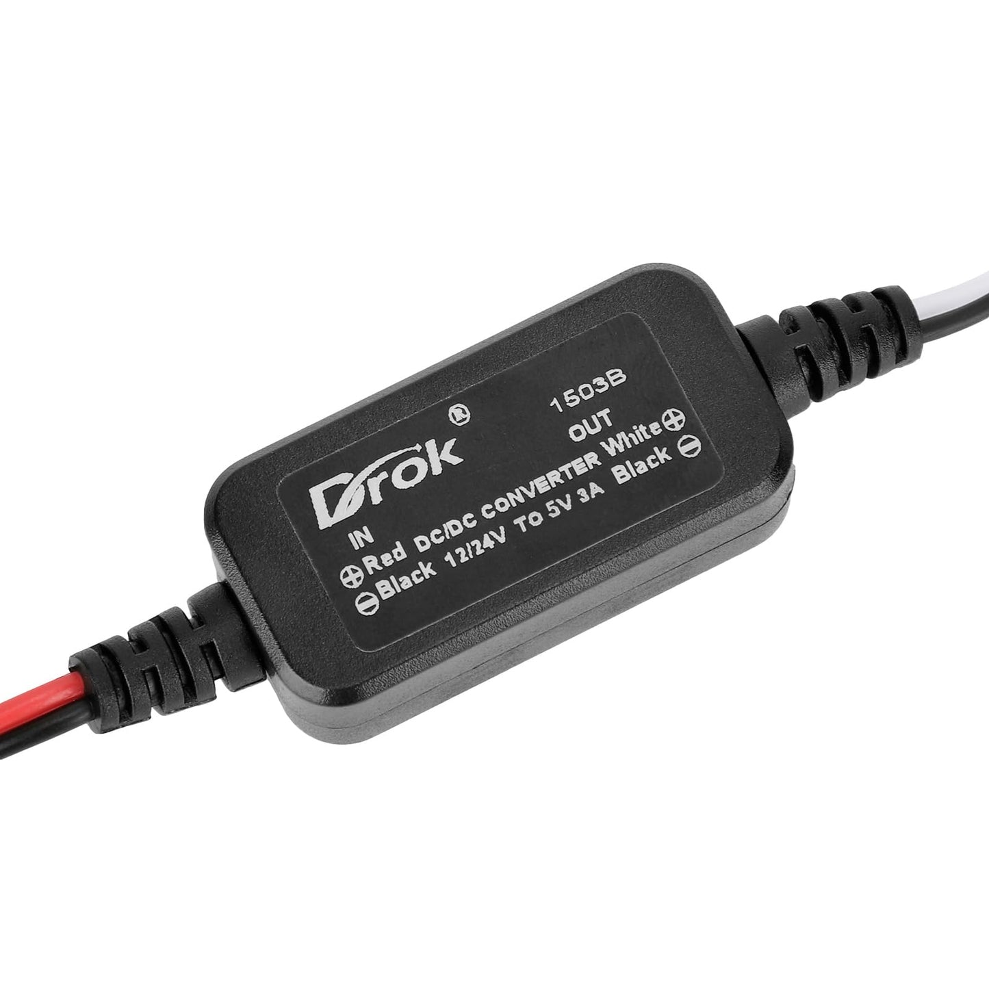 DROK 12V to 5V Converter, DC 8-32V to 5V Buck Converter 12V DC Power Supply 3A, Voltage Regulator for RV Solar Panels