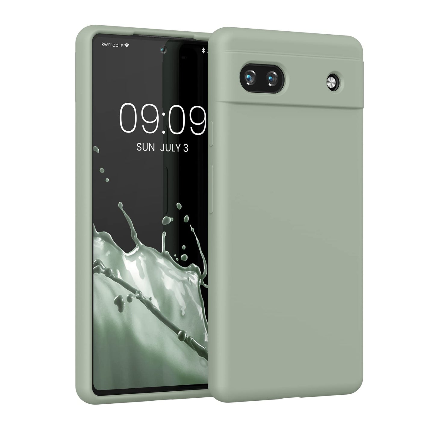kwmobile Case Compatible with Google Pixel 6a Case - TPU Silicone Phone Cover with Soft Finish - Gray Green
