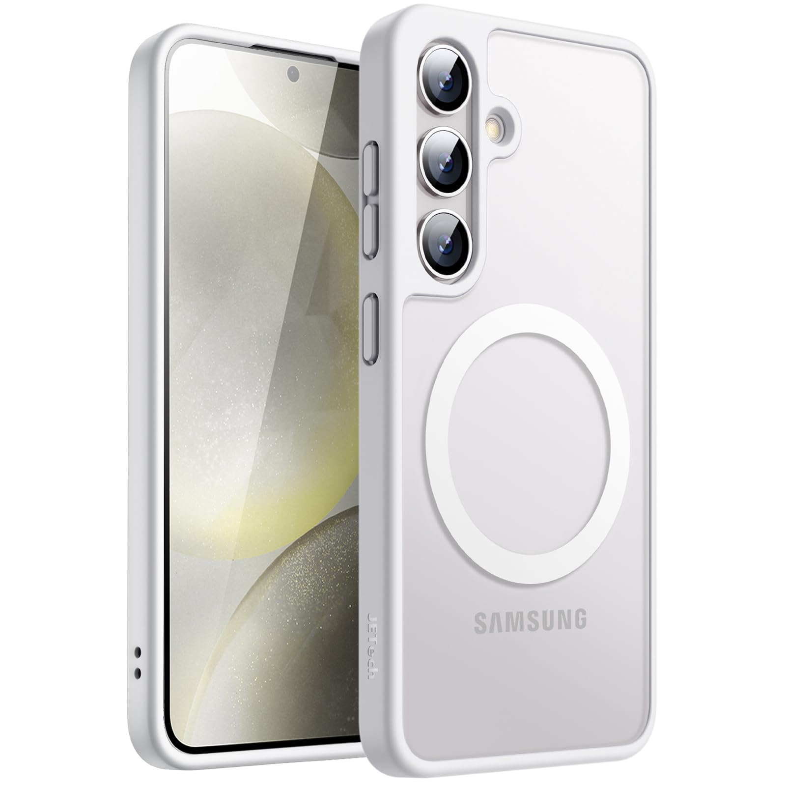JETech Magnetic Case for Samsung Galaxy S24 Plus 5G, Compatible with MagSafe, Translucent Matte Back Shockproof Phone Cover (Sil