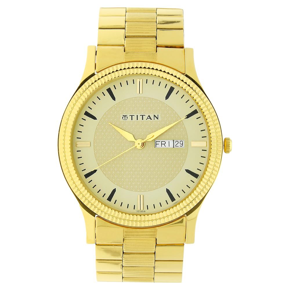 Titan Analog Gold Dial MenS Watch-1650Ym04