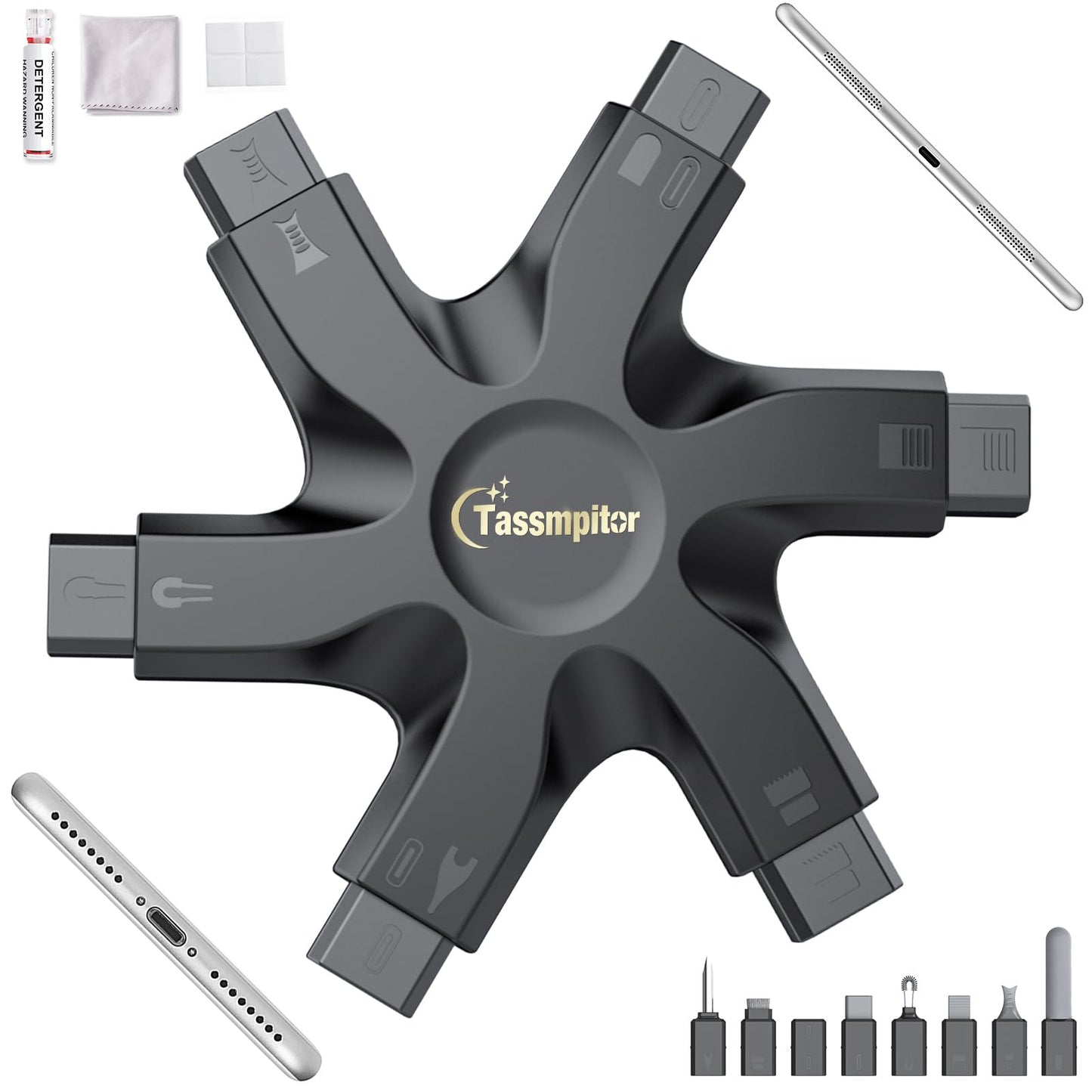Tassmpitor for iPhone Cleaning Kit Phone Port Cleaner, Cleaner Kit for AirPod iPhone Pro Max, Cleaning Putty for Cell Phone Char