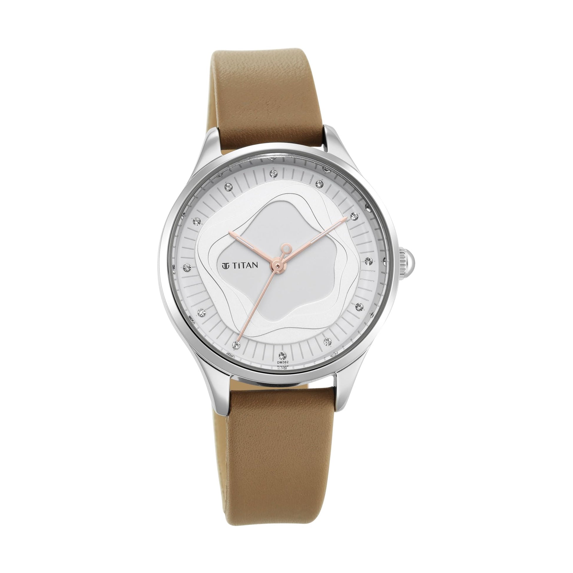Titan WomenS Wander White Dial Leather Strap Watch, Strap