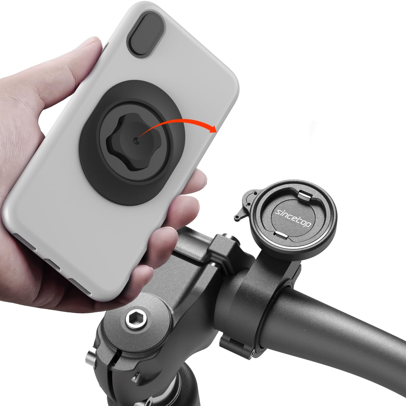 Bike Phone Mount,Motorcycle Phone Holder with Universal Adapter,Out Front Bicycle Handlebar Mount for Mountain Road EBike,Scoote