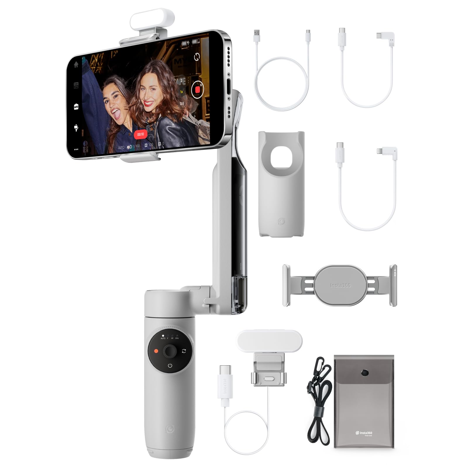 Insta360 Flow Gimbal Stabilizer for Smartphone, Creator Kit - AI-Powered Gimbal, Auto Tracking Phone Stabilizer, 3-Axis Stabiliz