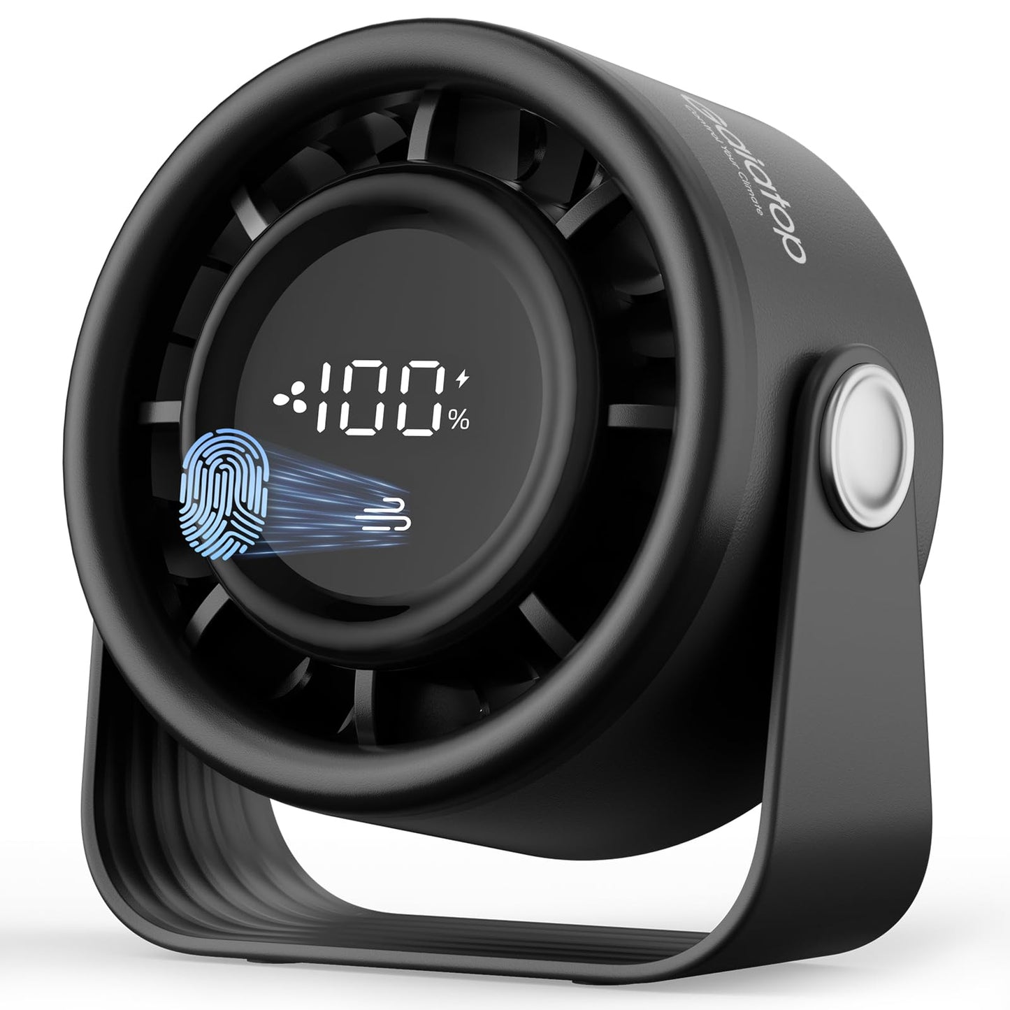 Gaiatop Small Desk Fan Rechargeable, Quiet Personal Table Fan, Touch Control Display, 360 Tilt, 5-Speed Strong Wind, 4000mAh Bat