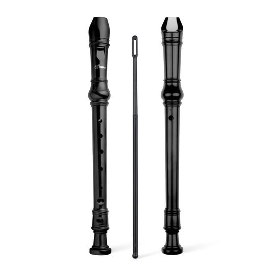 SWAN Soprano Recorder Instrument for Beginners in School - German Fingering 8 Hole Flute 3pcs ABS Descant Recorders with Cleanin