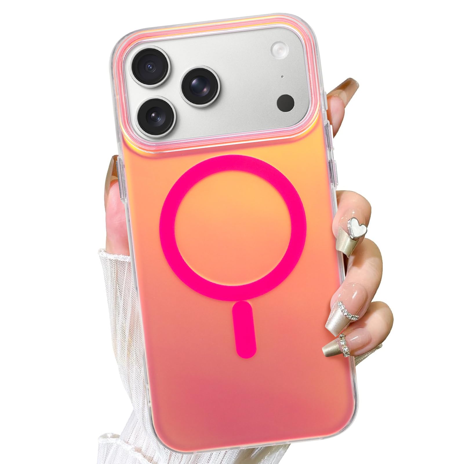 Fiyart Designed for iPhone 17 Pro Max Case - Iridescent Magnetic Cute Phone Cover Compatible with Magsafe - Unique Holographic A