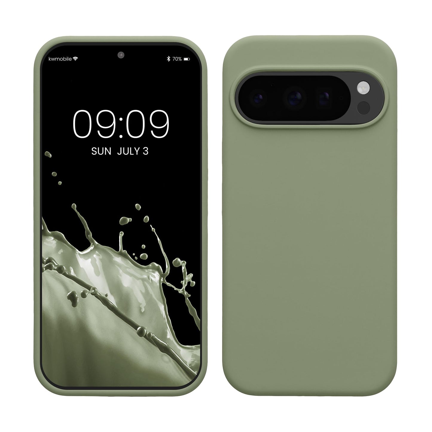 kwmobile Case Compatible with Google Pixel 10 / Pixel 10 Pro Case - TPU Silicone Phone Cover with Soft Finish - Gray Green