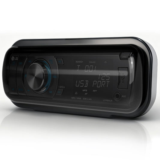 Herdio Water-Resistant Marine Stereo Cover - Smoke-Tinted Heavy-Duty Boat Radio Protector with Flip-Up Door, Spring-Activated Re