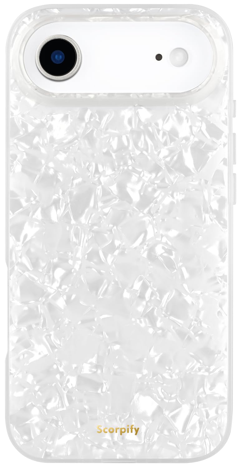SCORPIFY for iPhone 17 Air Case [Compatible with MagSafe] with White Pearl Design, Cute Clear Magnetic Phone Cover for Women Gir