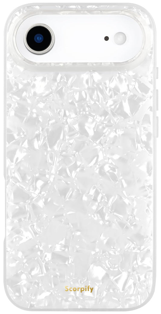 SCORPIFY for iPhone 17 Air Case [Compatible with MagSafe] with White Pearl Design, Cute Clear Magnetic Phone Cover for Women Gir