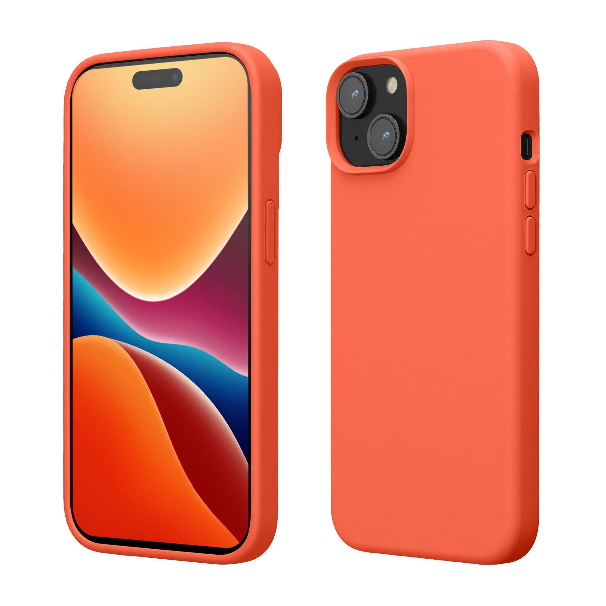 kwmobile Case Compatible with iPhone 15 Case - Slim Soft TPU Silicone Cover - Vivid Coral